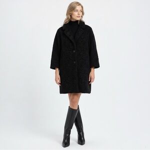 NWOT ZARA Black Boucle Button Front Textured Stylish Coat Size M